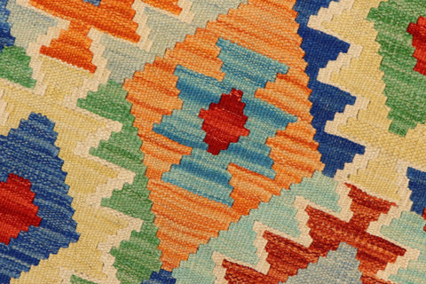 handmade Geometric Kilim Rust Blue Hand-Woven RUNNER 100% WOOL area rug 3 x 10