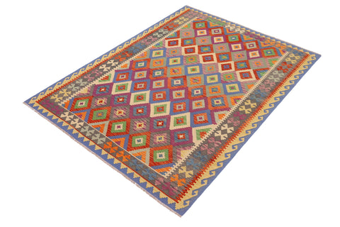 handmade Geometric Kilim Rust Gray Hand-Woven RECTANGLE 100% WOOL area rug 7 x 10