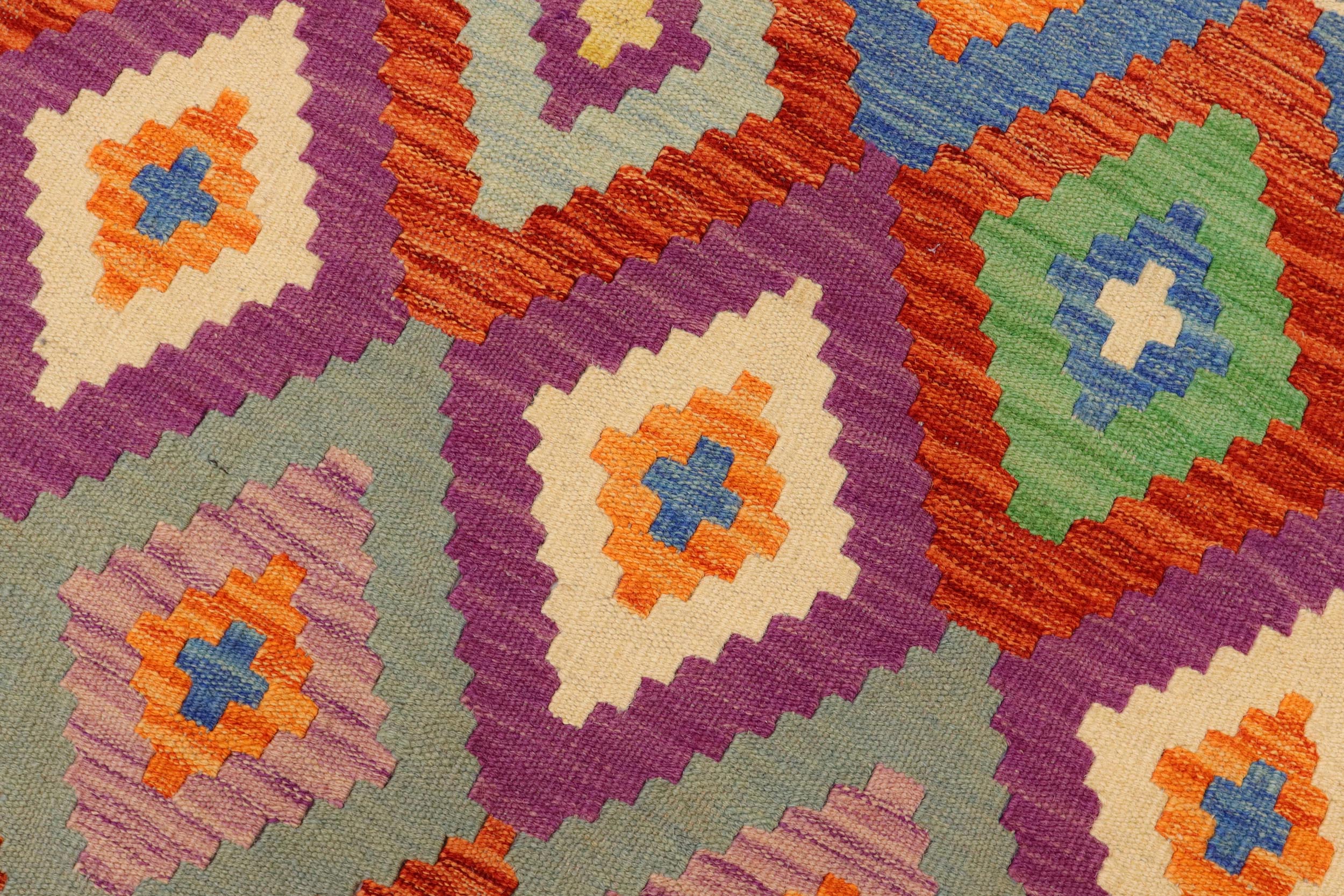 handmade Geometric Kilim Rust Gray Hand-Woven RECTANGLE 100% WOOL area rug 7 x 10
