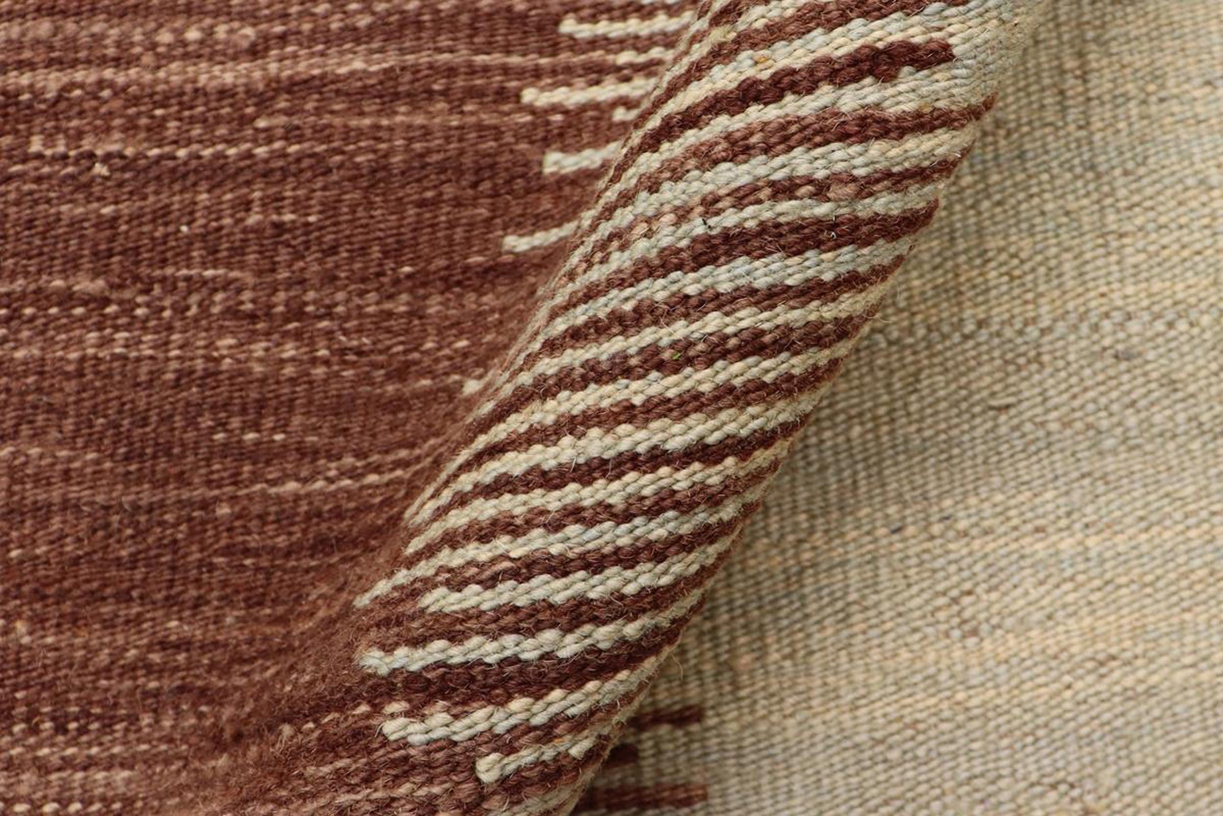 handmade Modern Kilim Blue Brown Hand-Woven RECTANGLE 100% WOOL area rug 8x11