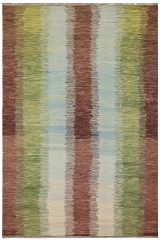 Flat Weave Kilim Antique Navaho Vintage handmade Modern Kilim Blue Brown Hand-Woven Rectangle 100% Wool Area Rug 8x11 