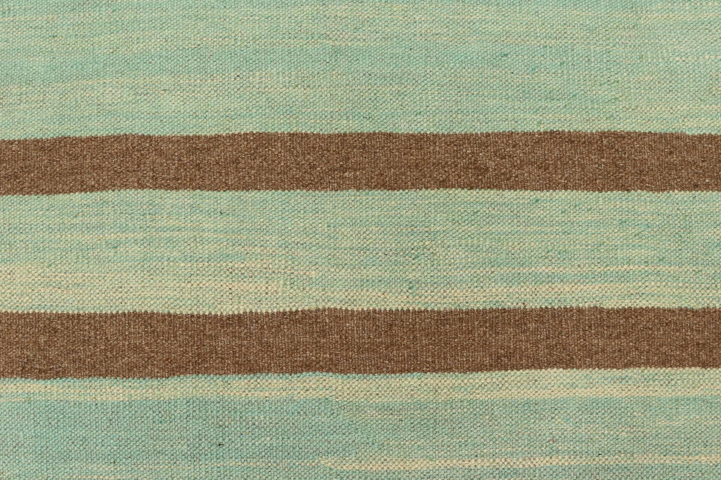 handmade Modern Kilim Blue Rust Hand-Woven RECTANGLE 100% WOOL area rug 9x12
