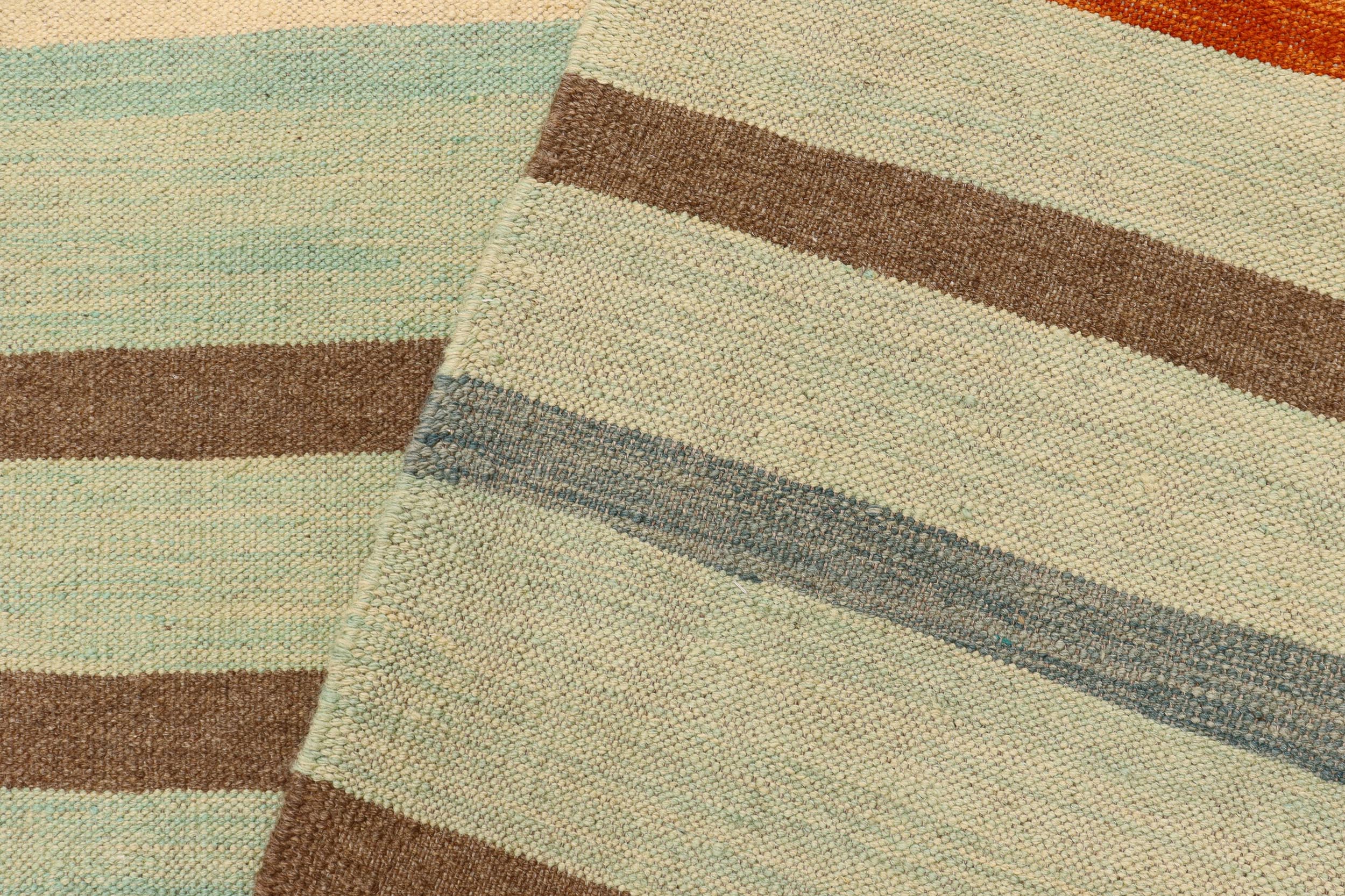 handmade Modern Kilim Blue Rust Hand-Woven RECTANGLE 100% WOOL area rug 9x12