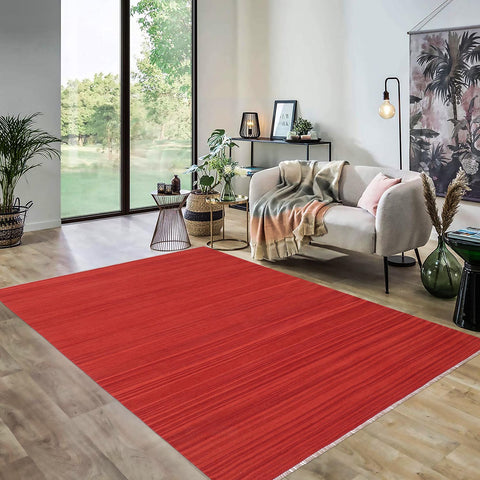 handmade Modern Kilim Red Red Hand-Woven RECTANGLE 100% WOOL area rug 6 x 9