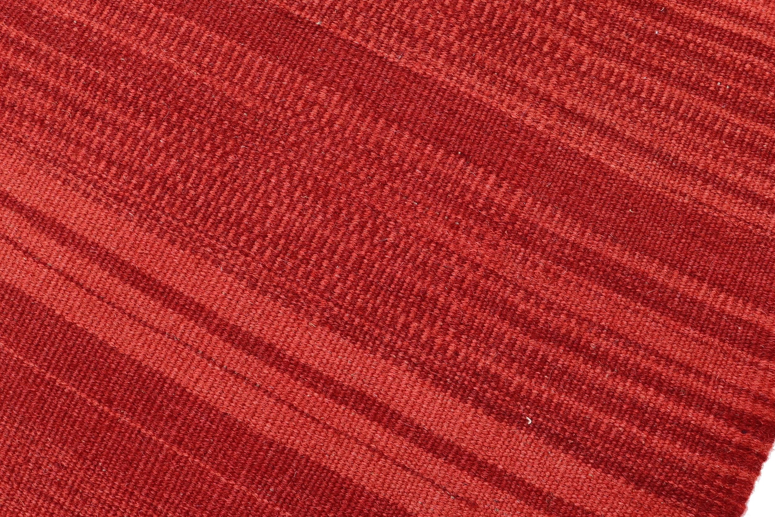 handmade Modern Kilim Red Red Hand-Woven RECTANGLE 100% WOOL area rug 6 x 9