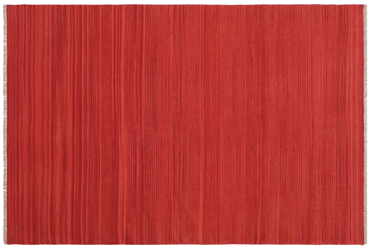 handmade Modern Kilim Red Red Hand-Woven RECTANGLE 100% WOOL area rug 6 x 9