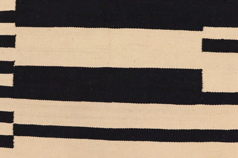 handmade Modern Kilim Beige Black Hand-Woven RECTANGLE 100% WOOL area rug 6 x 8