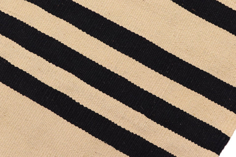 handmade Modern Kilim Beige Black Hand-Woven RECTANGLE 100% WOOL area rug 6 x 8