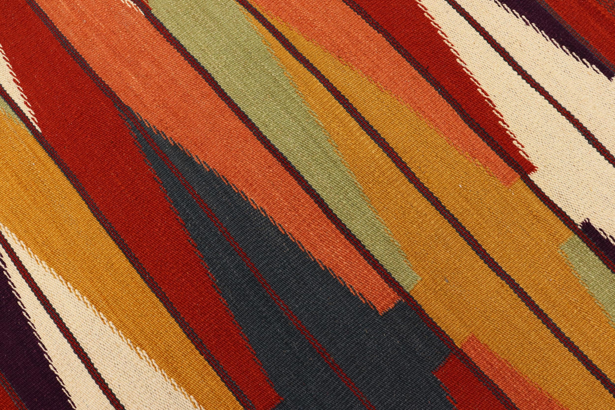 handmade Modern Kilim Rust Beige Hand-Woven RECTANGLE 100% WOOL area rug 5x8
