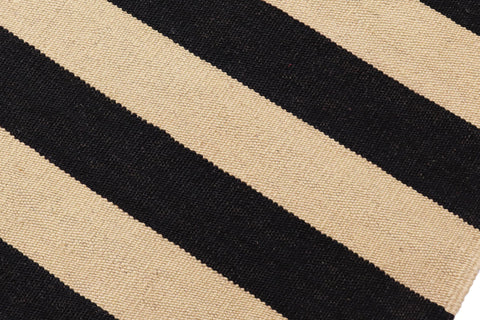 handmade Modern Kilim Beige Black Hand-Woven RECTANGLE 100% WOOL area rug 8 x 10