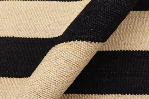 handmade Modern Kilim Beige Black Hand-Woven RECTANGLE 100% WOOL area rug 8 x 10