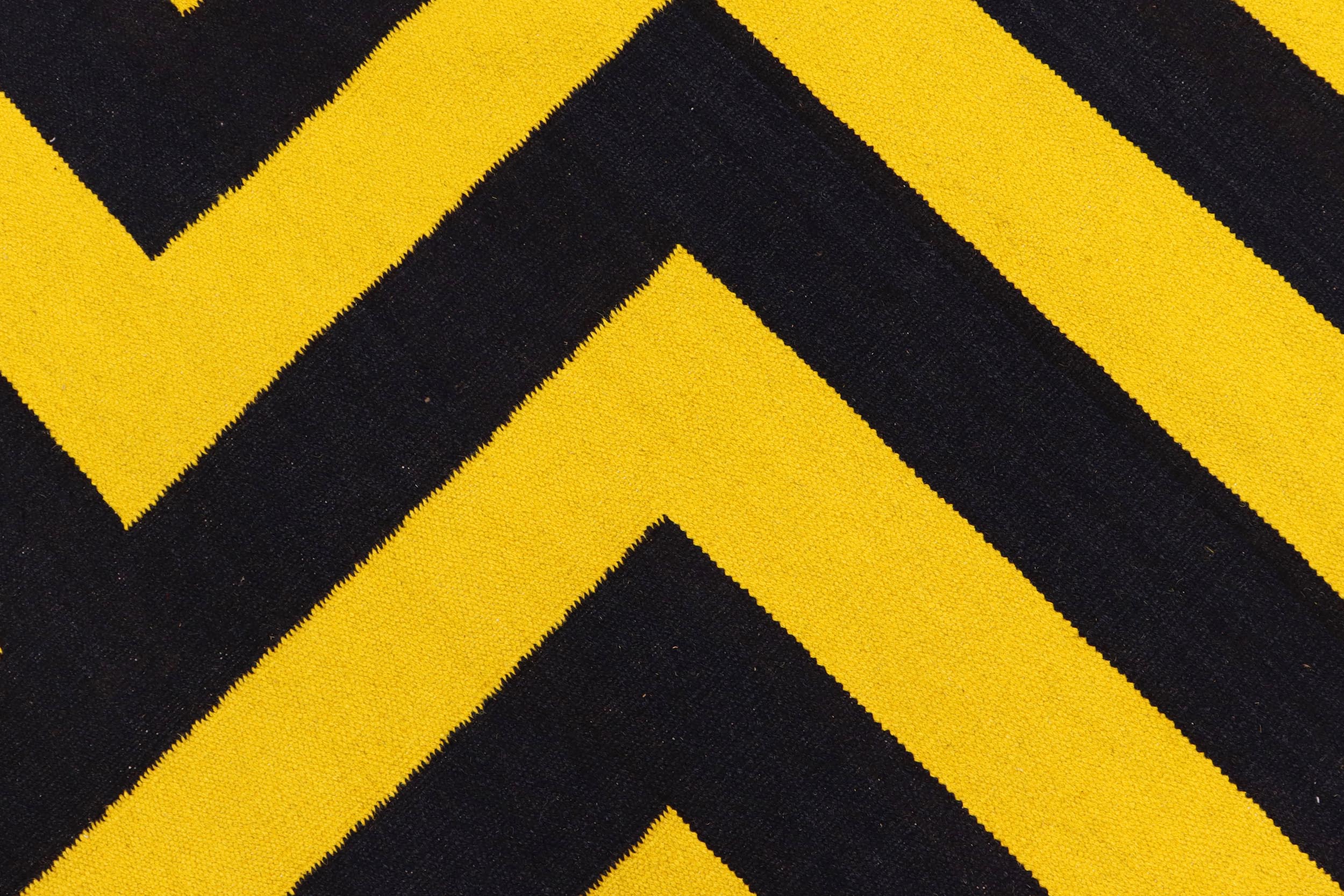 handmade Modern Kilim Gold Black Hand-Woven RECTANGLE 100% WOOL area rug 6 x 8