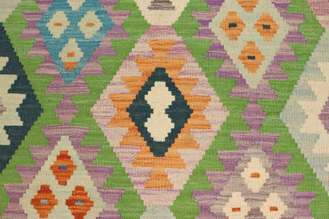 handmade Geometric Kilim Blue Orange Hand-Woven RECTANGLE 100% WOOL area rug 4 x 6
