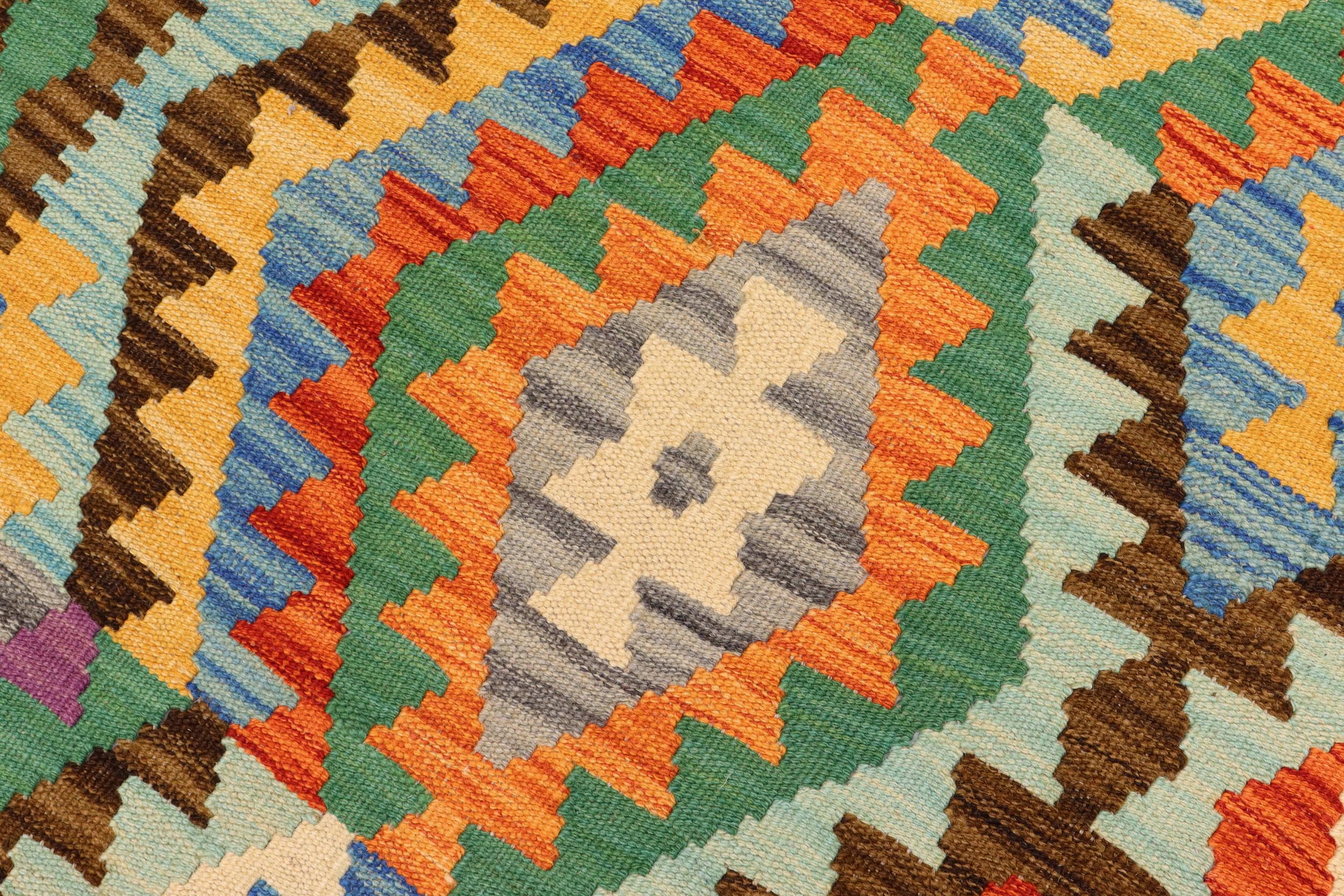 handmade Geometric Kilim Rust Brown Hand-Woven RECTANGLE 100% WOOL area rug 7 x 10