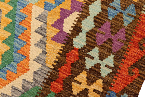 handmade Geometric Kilim Rust Brown Hand-Woven RECTANGLE 100% WOOL area rug 7 x 10