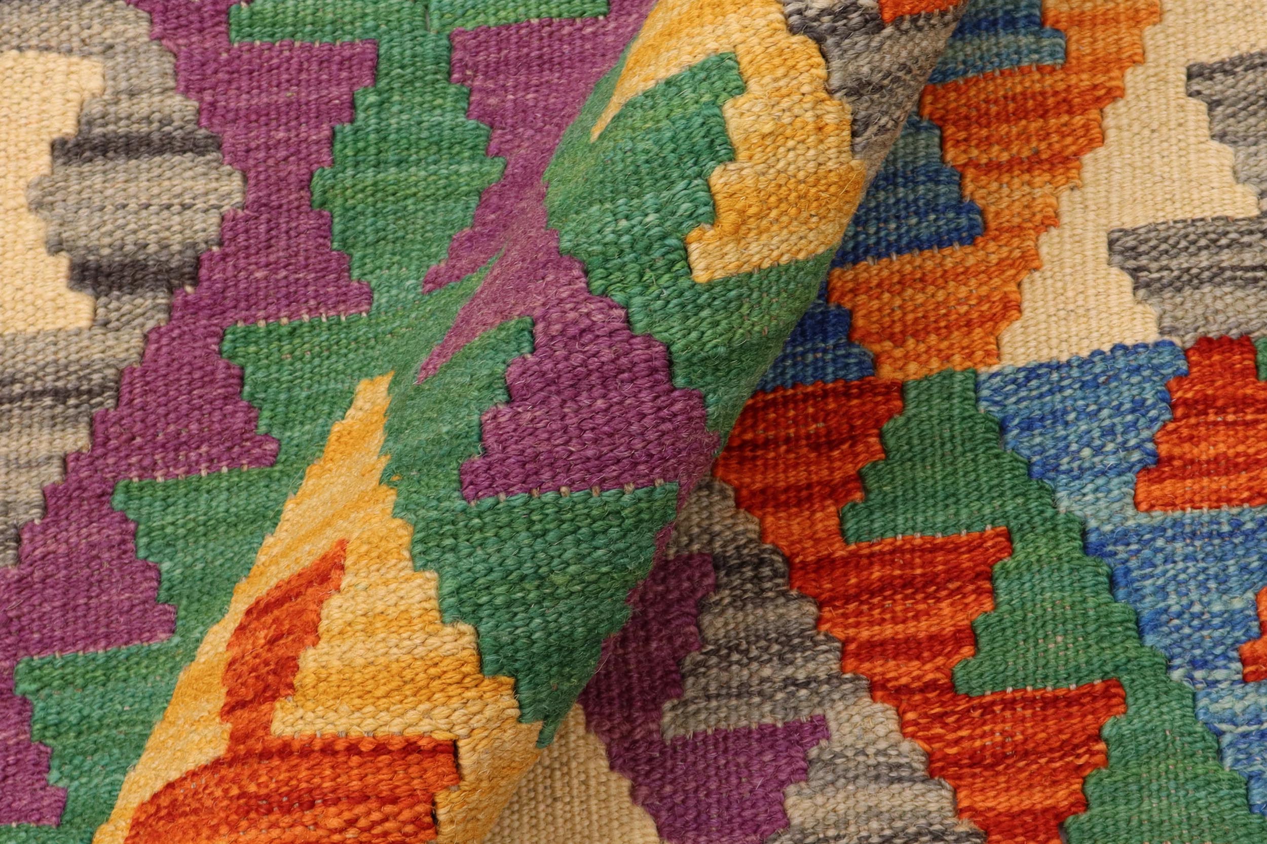 handmade Geometric Kilim Rust Brown Hand-Woven RECTANGLE 100% WOOL area rug 7 x 10
