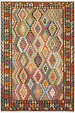 Flat Weave Kilim Antique Navaho Vintage handmade Geometric Kilim Rust Brown Hand-Woven Rectangle 100% Wool Area Rug 7x10 