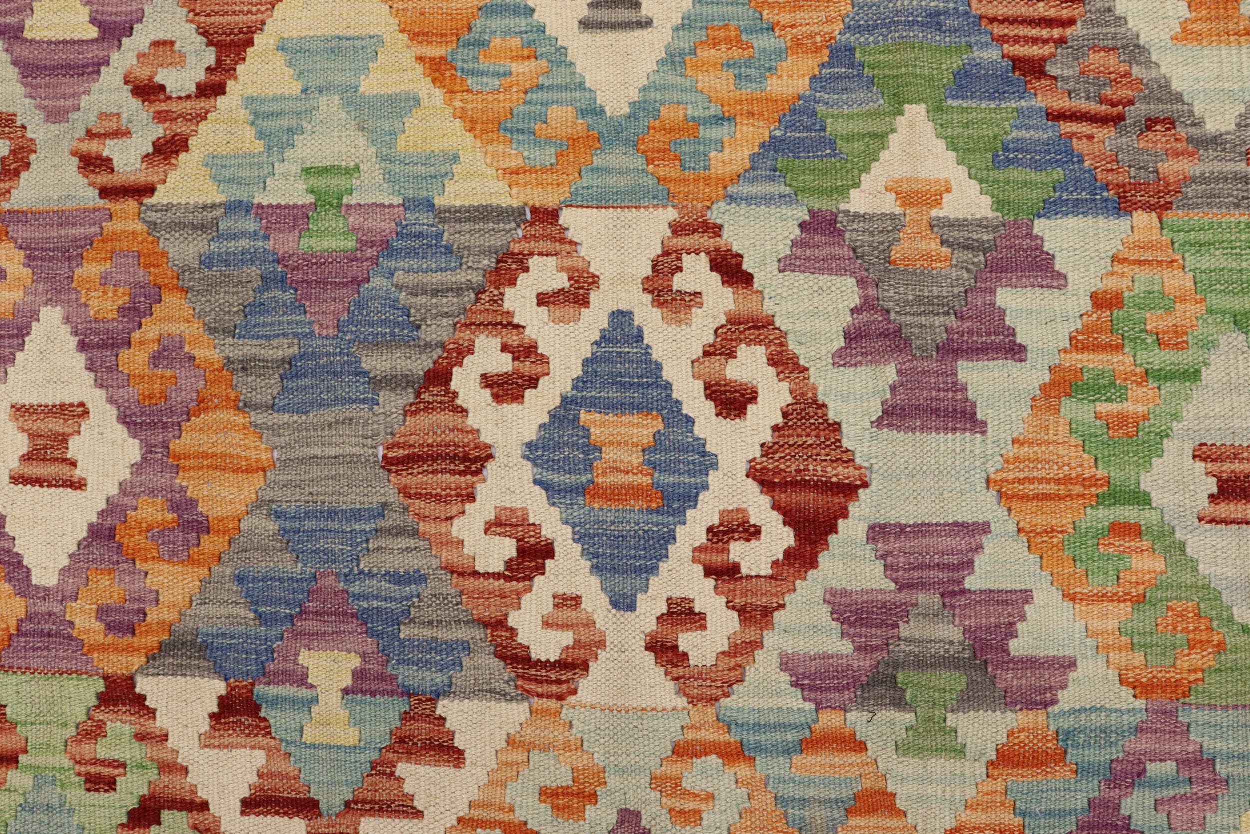 handmade Geometric Kilim Rust Blue Hand-Woven RECTANGLE 100% WOOL area rug 8 x 10