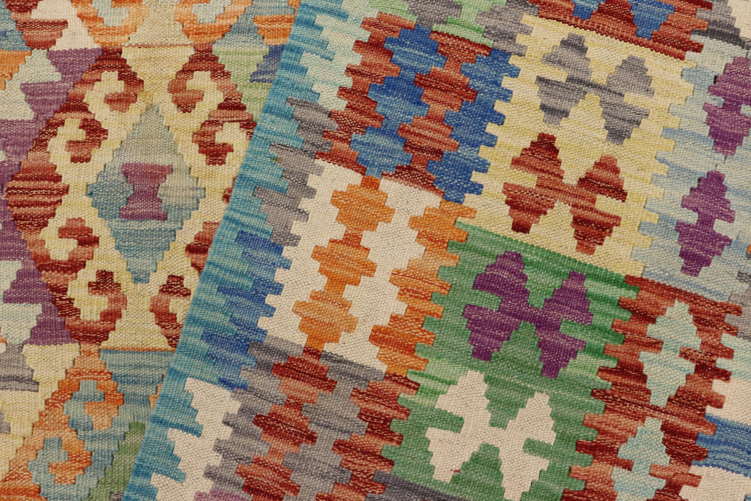 handmade Geometric Kilim Rust Blue Hand-Woven RECTANGLE 100% WOOL area rug 8 x 10