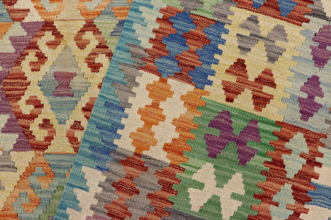 handmade Geometric Kilim Rust Blue Hand-Woven RECTANGLE 100% WOOL area rug 8 x 10