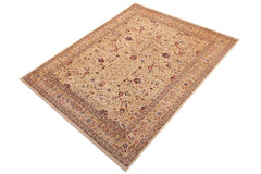 Semi-Antique Tabriz Aida Beige/Blue Wool Rug - 9'0''X11'6''