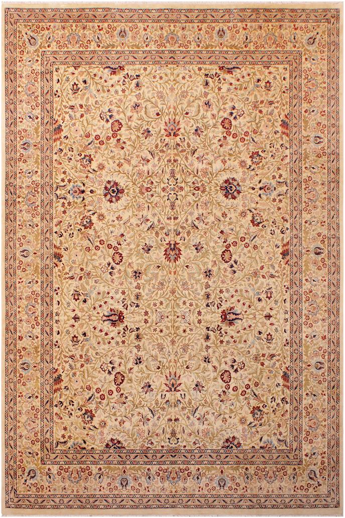 Traditional Tabriz Aida Beige Blue Hand Knotted Area rugs 9X12