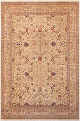 Traditional Tabriz Aida Beige Blue Hand Knotted Area rugs 9X12