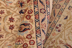 Semi-Antique Tabriz Aida Beige/Blue Wool Rug - 9'0''X11'6''