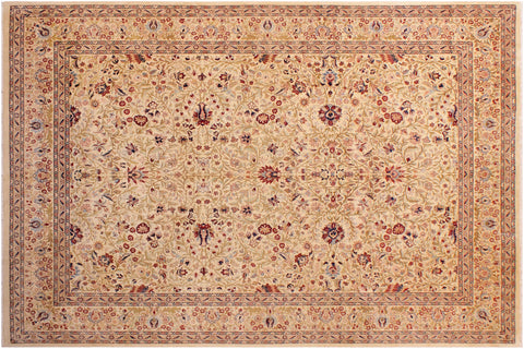 handmade Transitional Tabriz Beige Blue Hand Knotted RECTANGLE 100% WOOL area rug 9 x 12