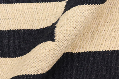 handmade Modern Kilim Beige Black Hand-Woven RECTANGLE 100% WOOL area rug 5 x 8