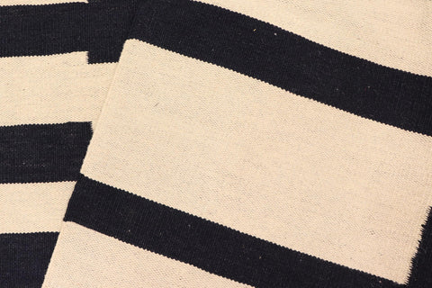handmade Modern Kilim Beige Black Hand-Woven RECTANGLE 100% WOOL area rug 5 x 8