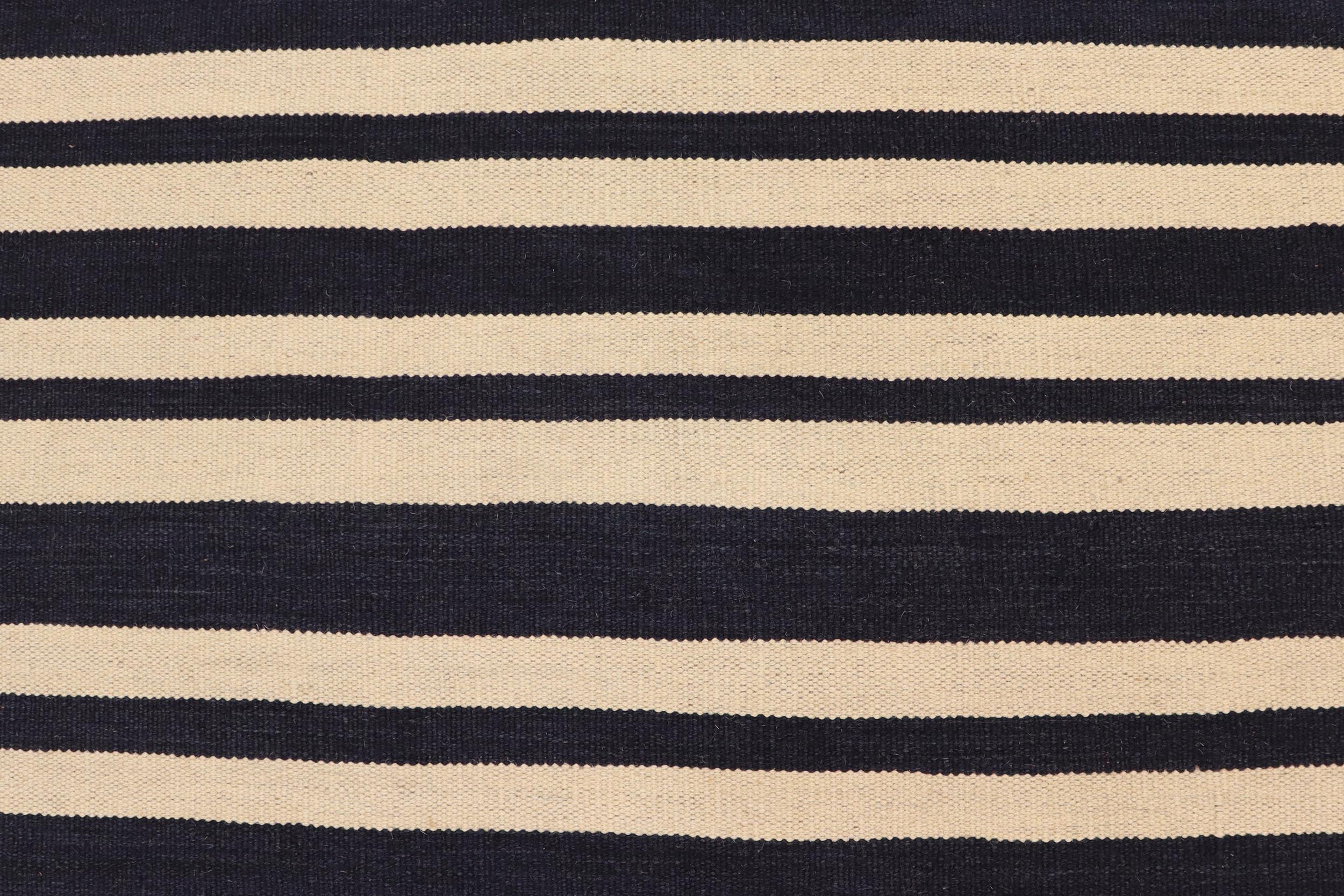 handmade Modern Kilim Beige Black Hand-Woven RECTANGLE 100% WOOL area rug 6 x 8