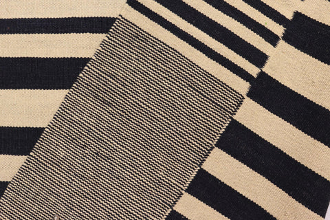 handmade Modern Kilim Beige Black Hand-Woven RECTANGLE 100% WOOL area rug 6 x 8