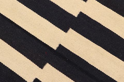 handmade Modern Kilim Beige Black Hand-Woven RECTANGLE 100% WOOL area rug 6x8