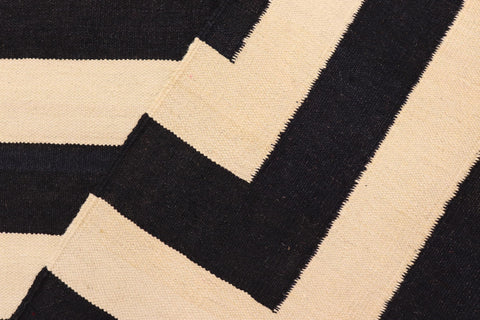 handmade Modern Kilim Beige Black Hand-Woven RECTANGLE 100% WOOL area rug 6x8
