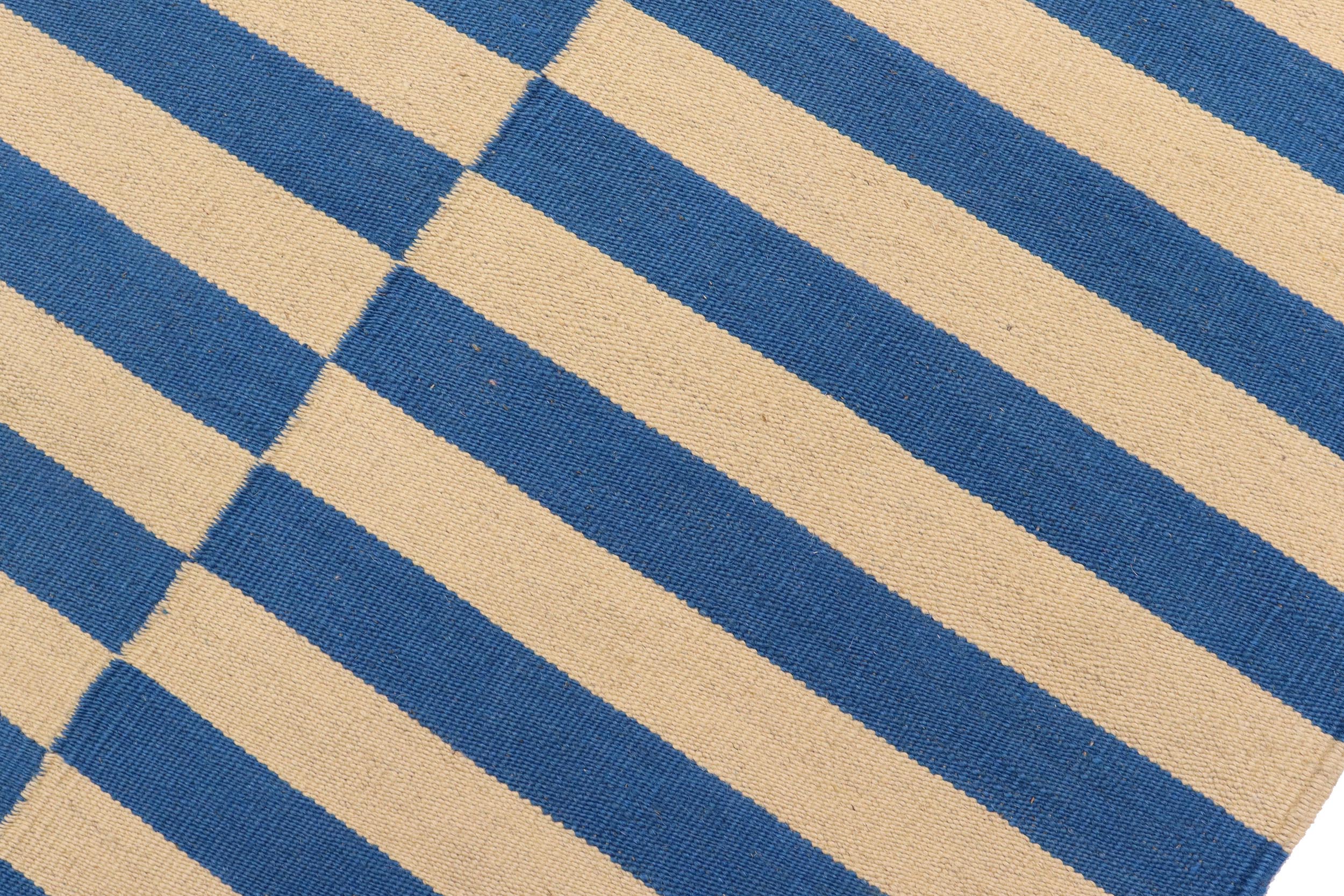 handmade Modern Kilim Black Beige Hand-Woven RECTANGLE 100% WOOL area rug 4 x 6