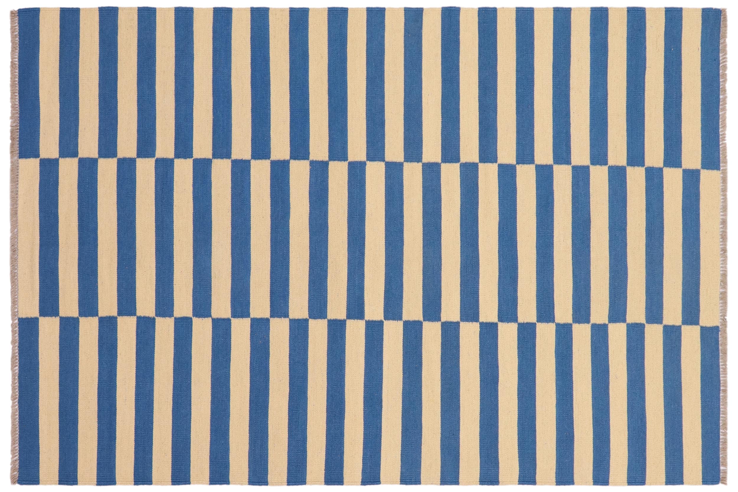 handmade Modern Kilim Black Beige Hand-Woven RECTANGLE 100% WOOL area rug 4 x 6