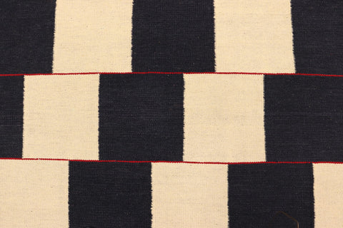 handmade Modern Kilim Beige Black Hand-Woven RECTANGLE 100% WOOL area rug 5 x 8
