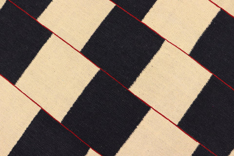 handmade Modern Kilim Beige Black Hand-Woven RECTANGLE 100% WOOL area rug 5 x 8