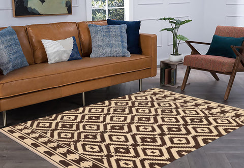 handmade Modern Kilim Beige Brown Hand-Woven RECTANGLE 100% WOOL area rug 5 x 7