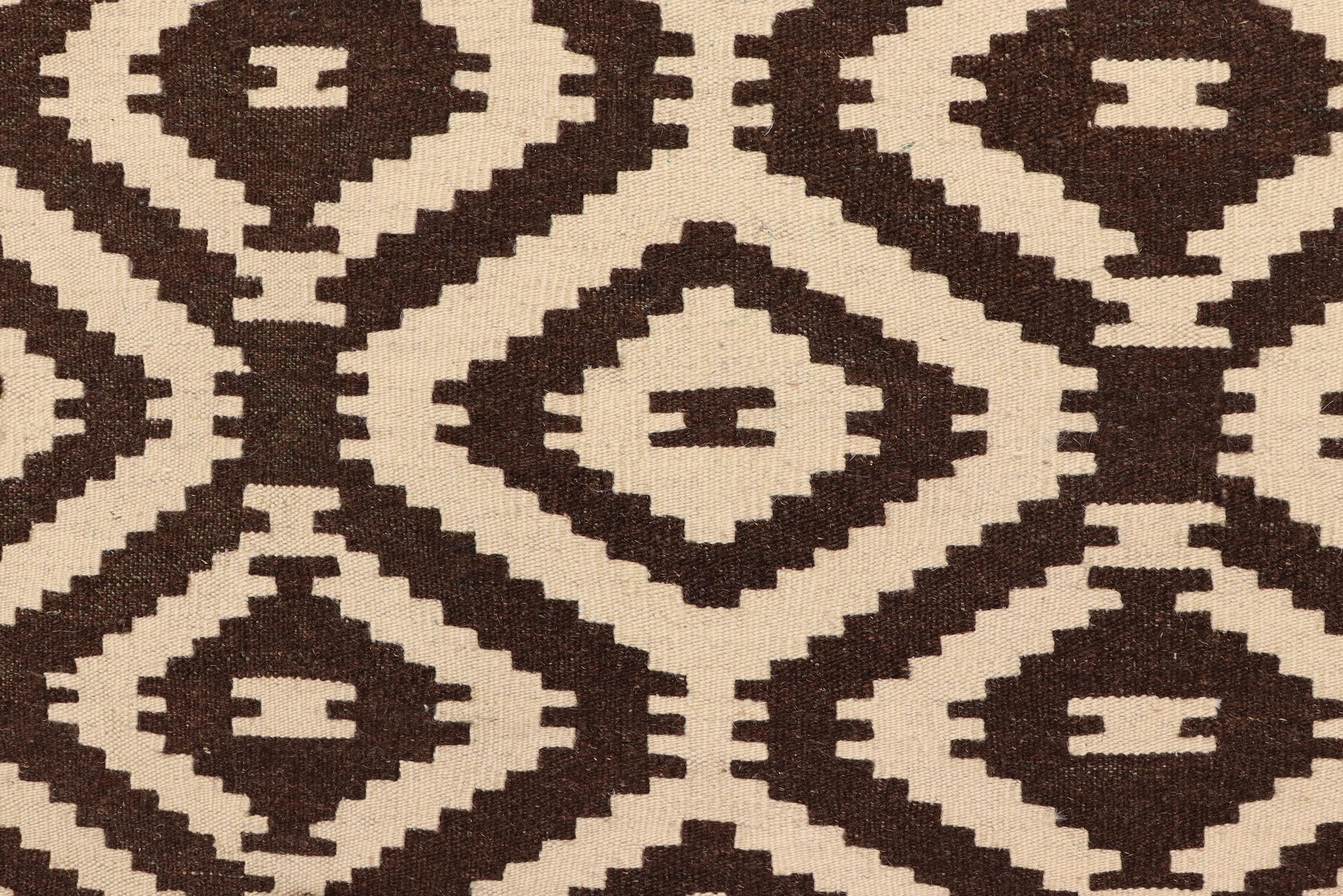 handmade Modern Kilim Beige Brown Hand-Woven RECTANGLE 100% WOOL area rug 5 x 7