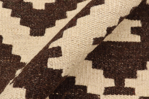 handmade Modern Kilim Beige Brown Hand-Woven RECTANGLE 100% WOOL area rug 5 x 7