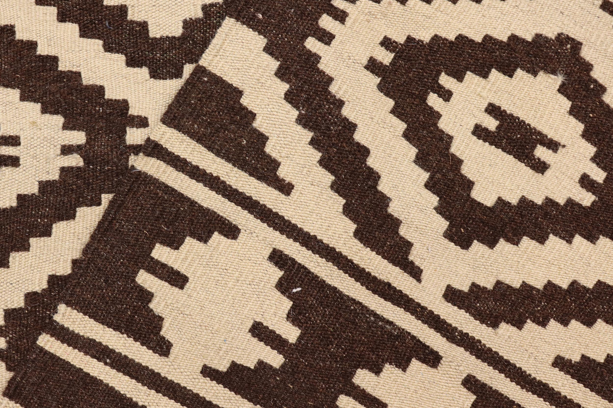 handmade Modern Kilim Beige Brown Hand-Woven RECTANGLE 100% WOOL area rug 5 x 7
