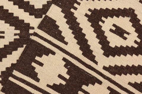 handmade Modern Kilim Beige Brown Hand-Woven RECTANGLE 100% WOOL area rug 5 x 7