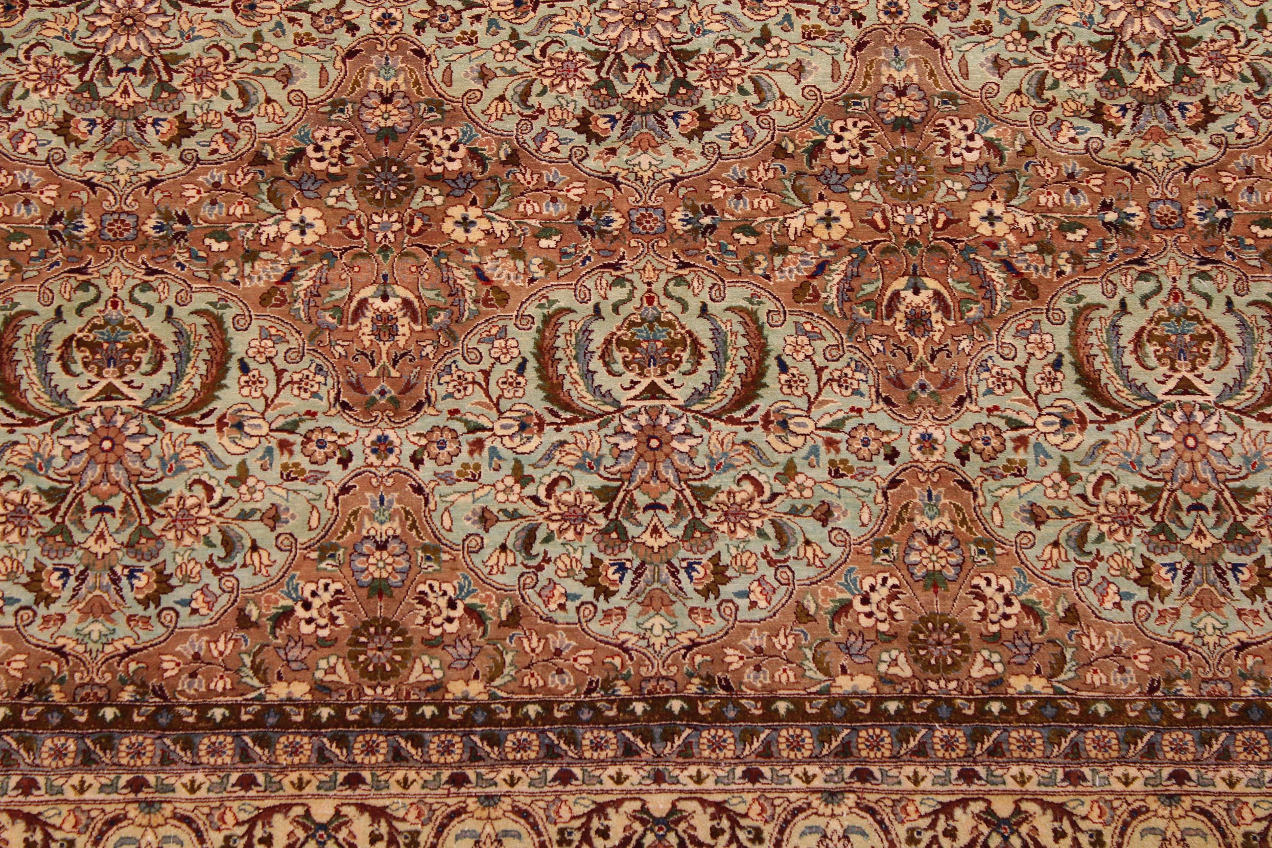 handmade Transitional Usman Lt. Green Tan Hand Knotted RECTANGLE 100% WOOL area rug 9x12