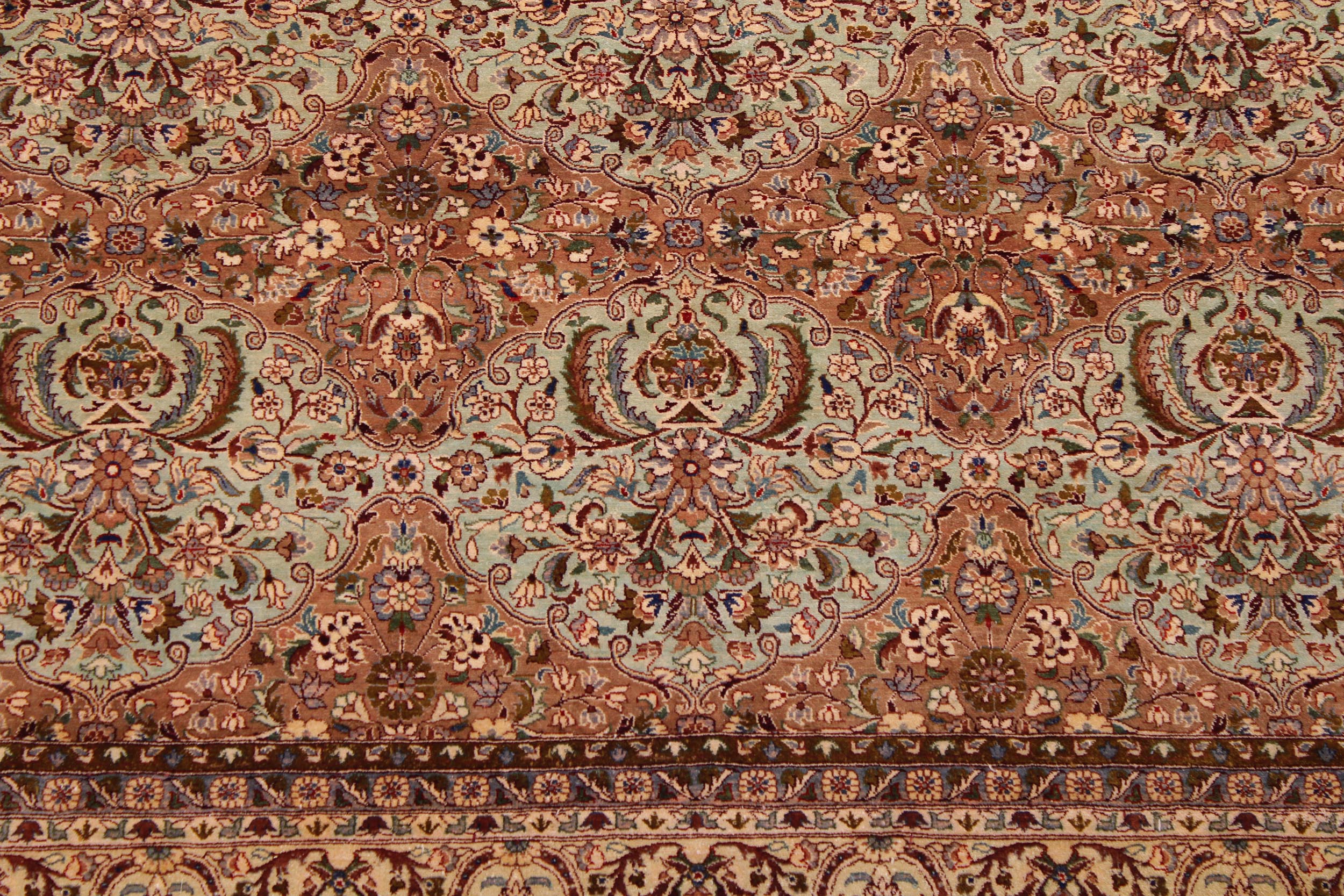 handmade Transitional Usman Lt. Green Tan Hand Knotted RECTANGLE 100% WOOL area rug 9 x 12