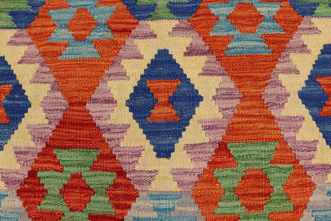 handmade Geometric Kilim Rust Blue Hand-Woven RECTANGLE 100% WOOL area rug 5 x 7