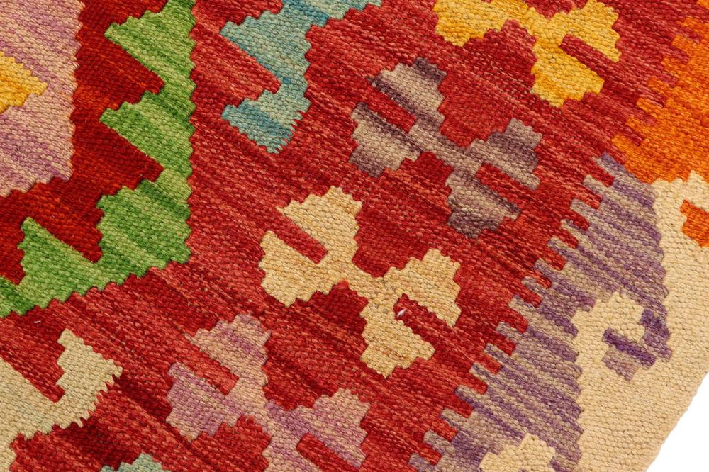 Flat Weave Kilim Antique Navaho Vintage handmade Geometric Kilim Rust Red Hand-Woven Runner 100% Wool Area Rug 3x7 