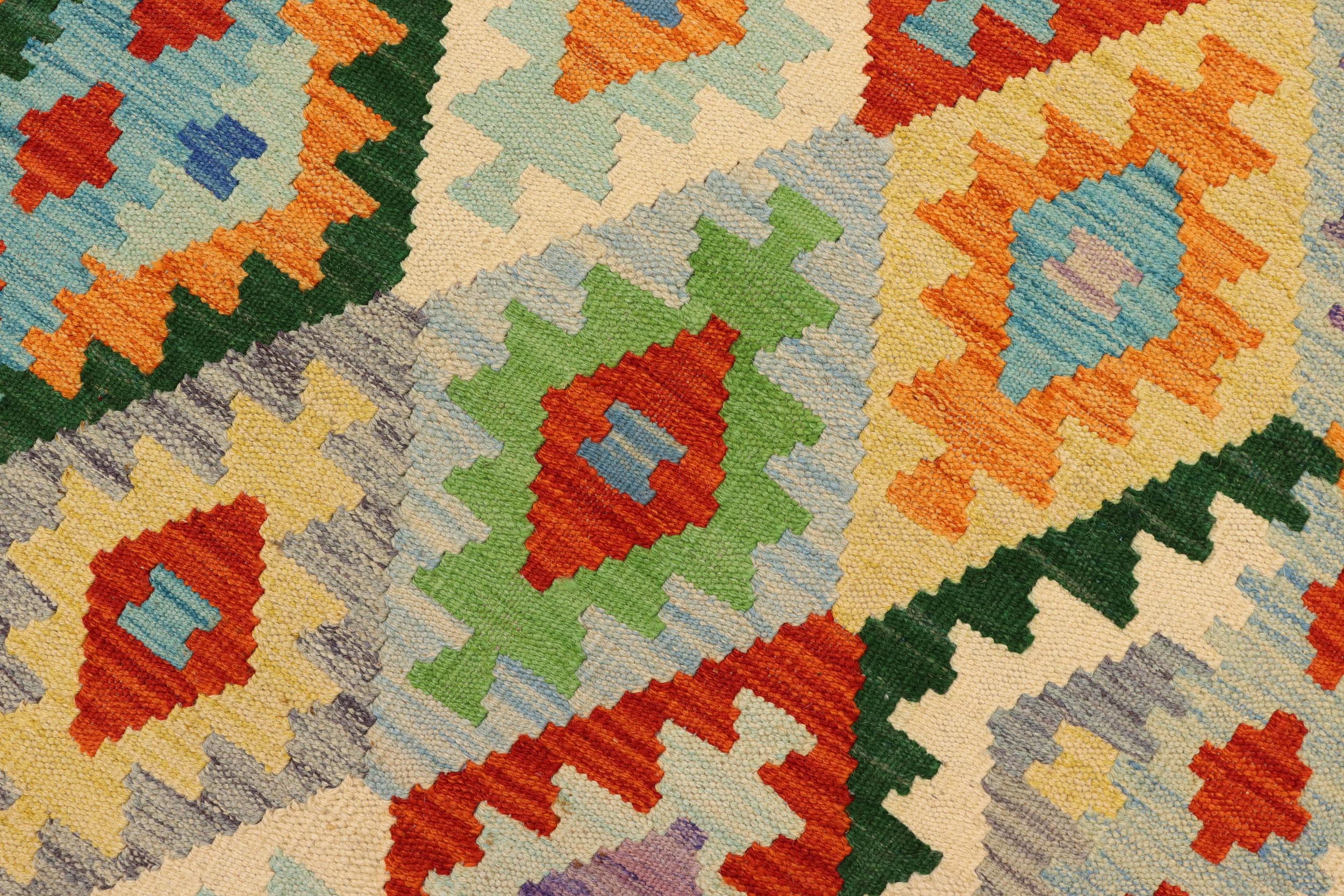 handmade Geometric Kilim Rust Blue Hand-Woven RUNNER 100% WOOL area rug 3 x 10