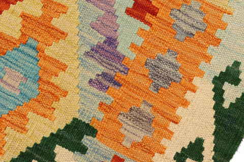 handmade Geometric Kilim Rust Blue Hand-Woven RUNNER 100% WOOL area rug 3 x 10